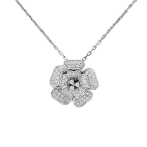 Vintage diamond 18k white gold flower necklace