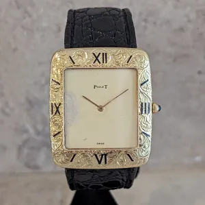 Vintage PIAGET Wristwatch 18K Gold ULTRA-THIN Movement Cal. 9P 18 Jewels Watch