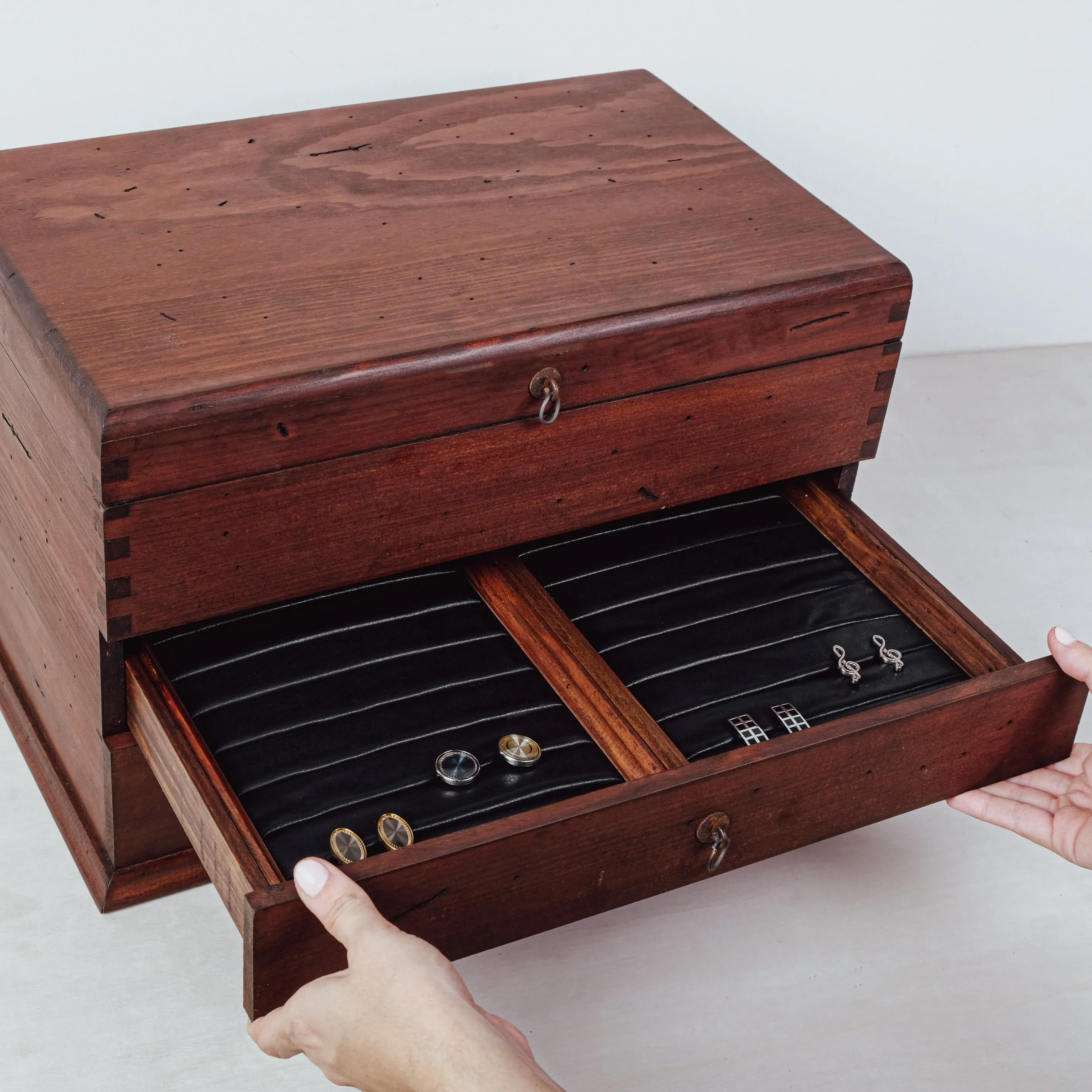 Watch Box for 20 Watches with Cufflink Drawer