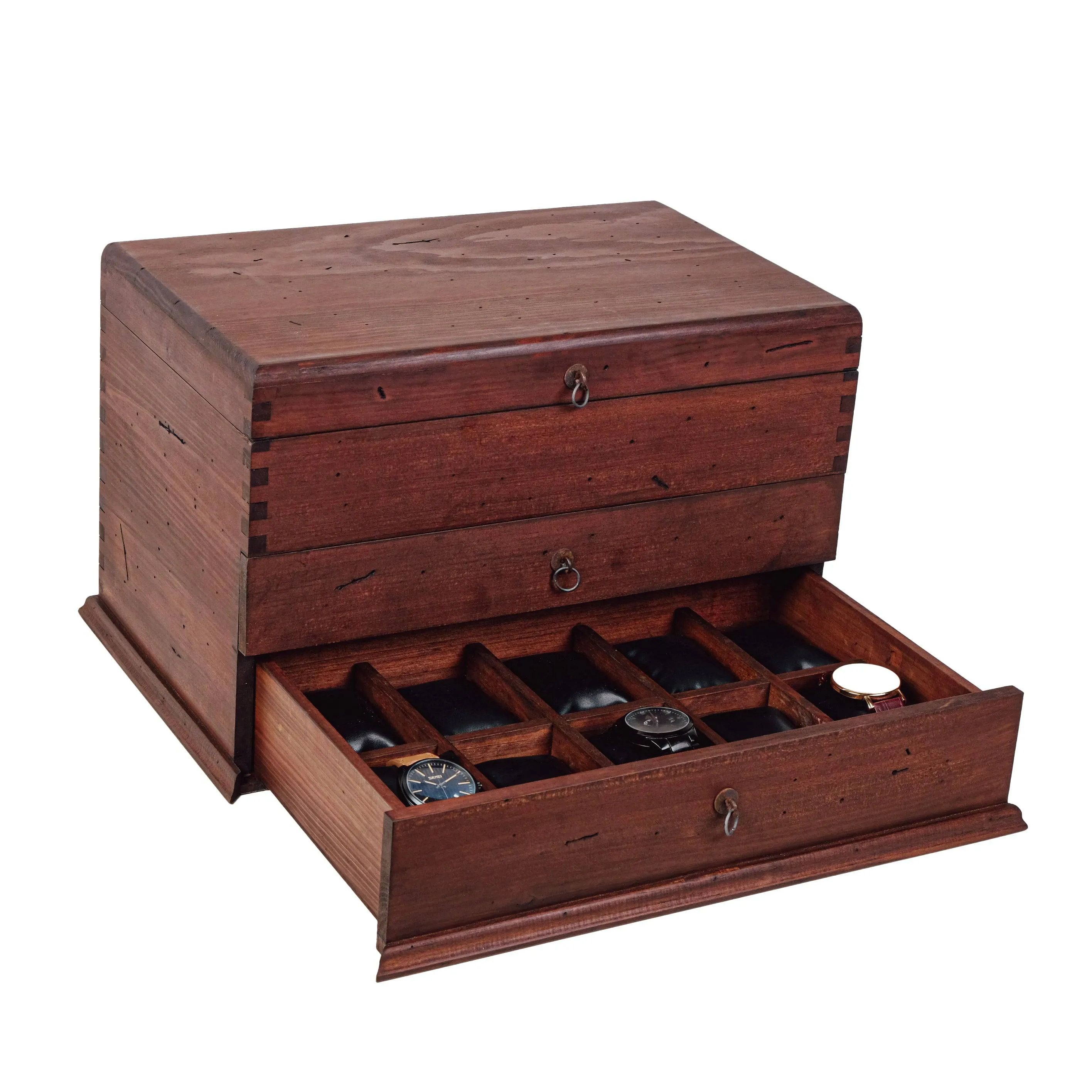 Watch Box for 20 Watches with Cufflink Drawer