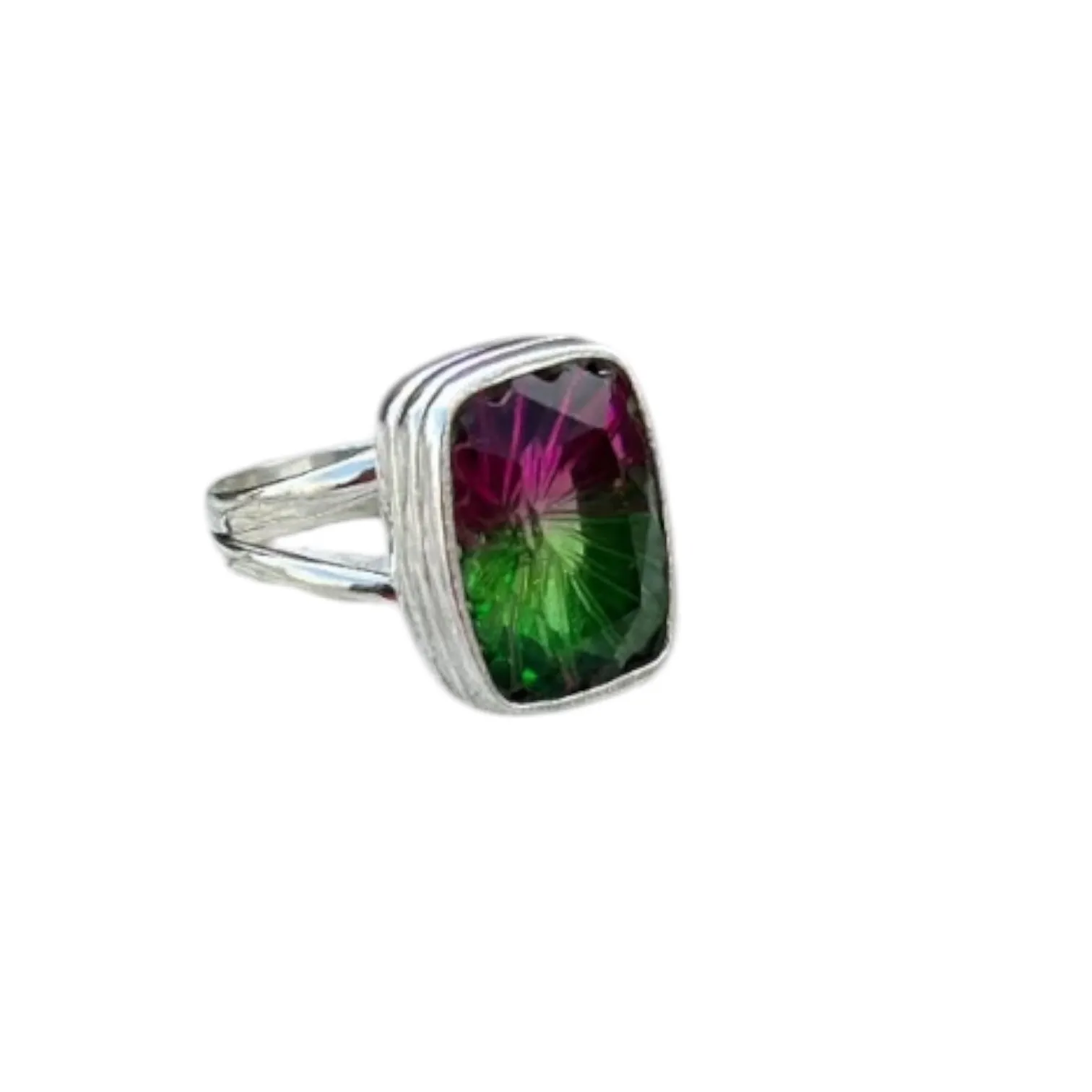 Watermelon Tourmaline Solid 925 Sterling Silver Ring 4.5