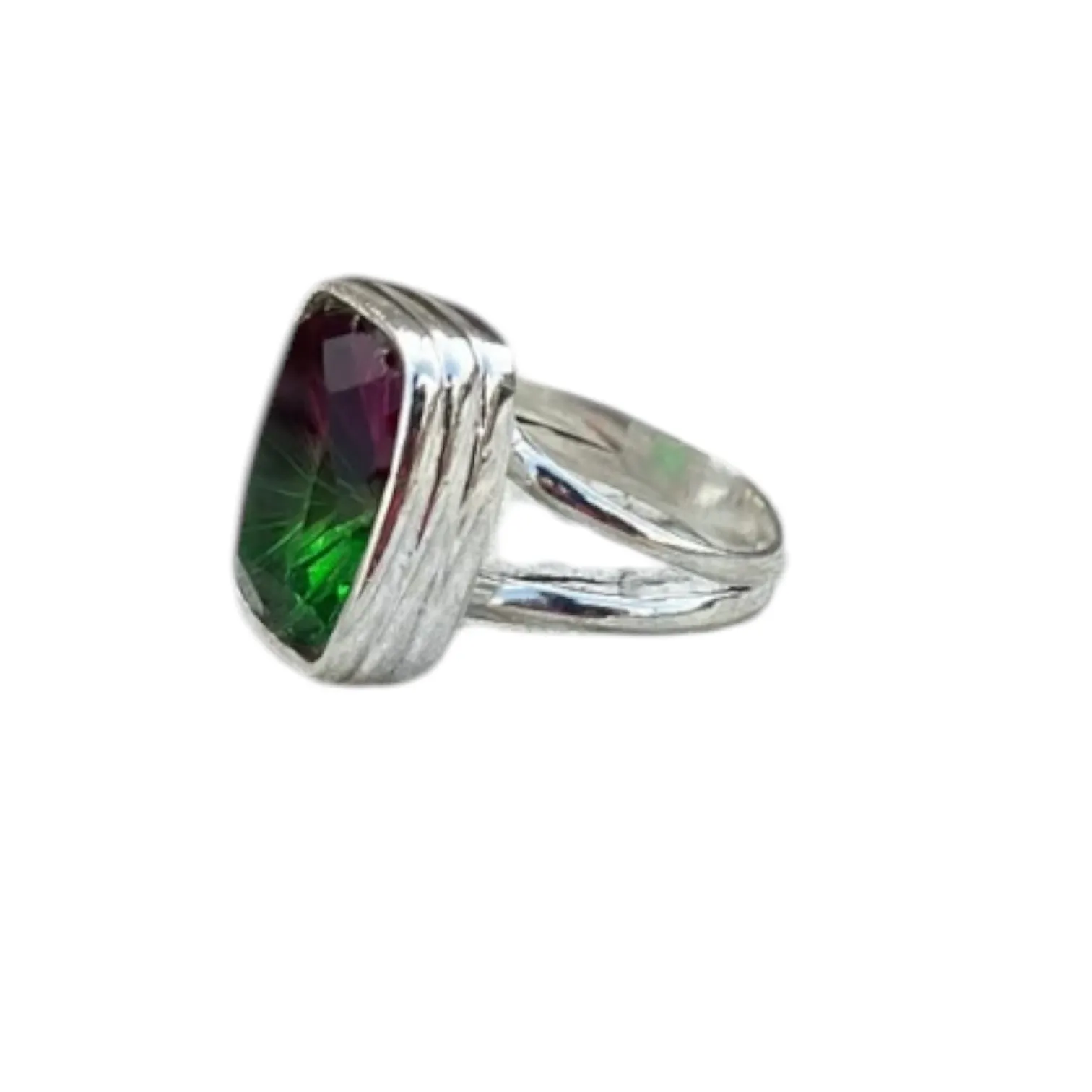 Watermelon Tourmaline Solid 925 Sterling Silver Ring 4.5