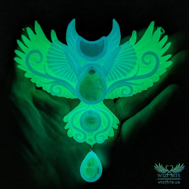 White Moon Raven (Glow-in-the-Dark) Necklace