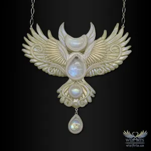 White Moon Raven (Glow-in-the-Dark) Necklace