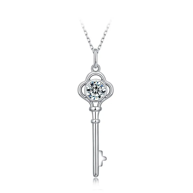 Wholesale Women's  Key Moissanite Pendant Necklace in 925 Sterling Silver