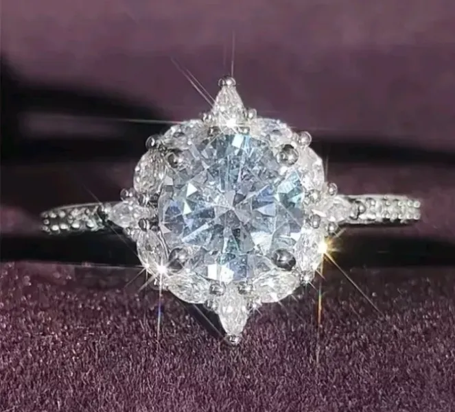 Women Fashion Jewelry Silver Rhinestone Wedding Engagement Ring Free Shipping
