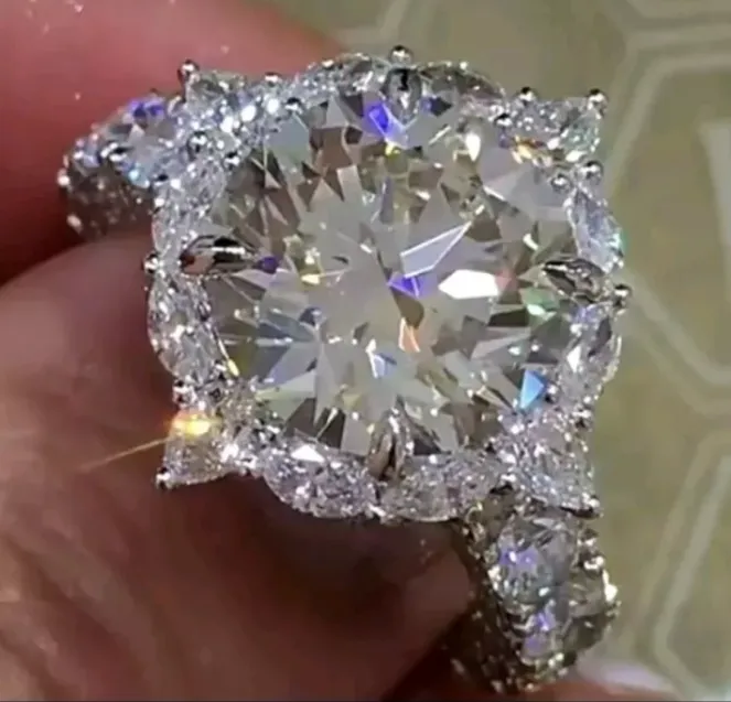Women Fashion Jewelry Silver Rhinestone Wedding Engagement Ring Free Shipping