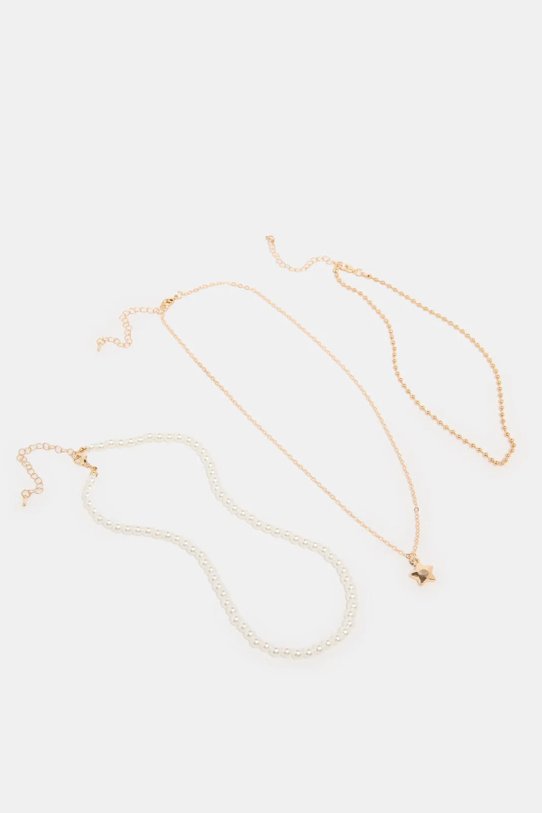Women Gold Embellished Necklace Set (Pack of 3)