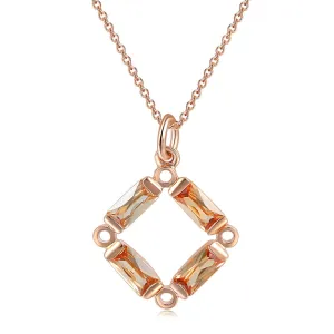 Yellow Crystal & 18K Rose Gold-Plated Rhombus Pendant Necklace