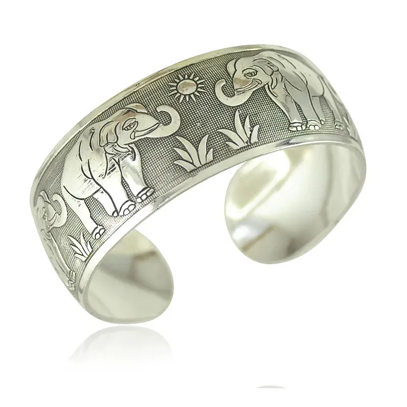 Yumfeel Factory Wholesale Tibetan Jewelry Vintage Silver Bangles Bracelet Antique Tibetan Silver Cuff Bracelets for Women