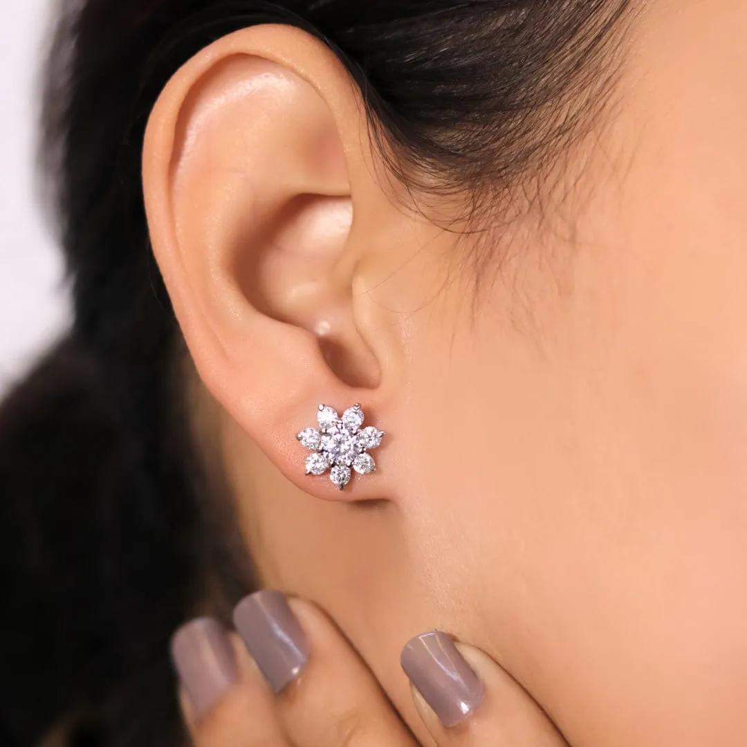 Zarkan Shining Sunflower Silver Earrings